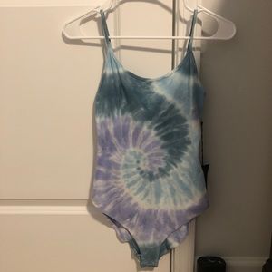 Blue tie dye body suit